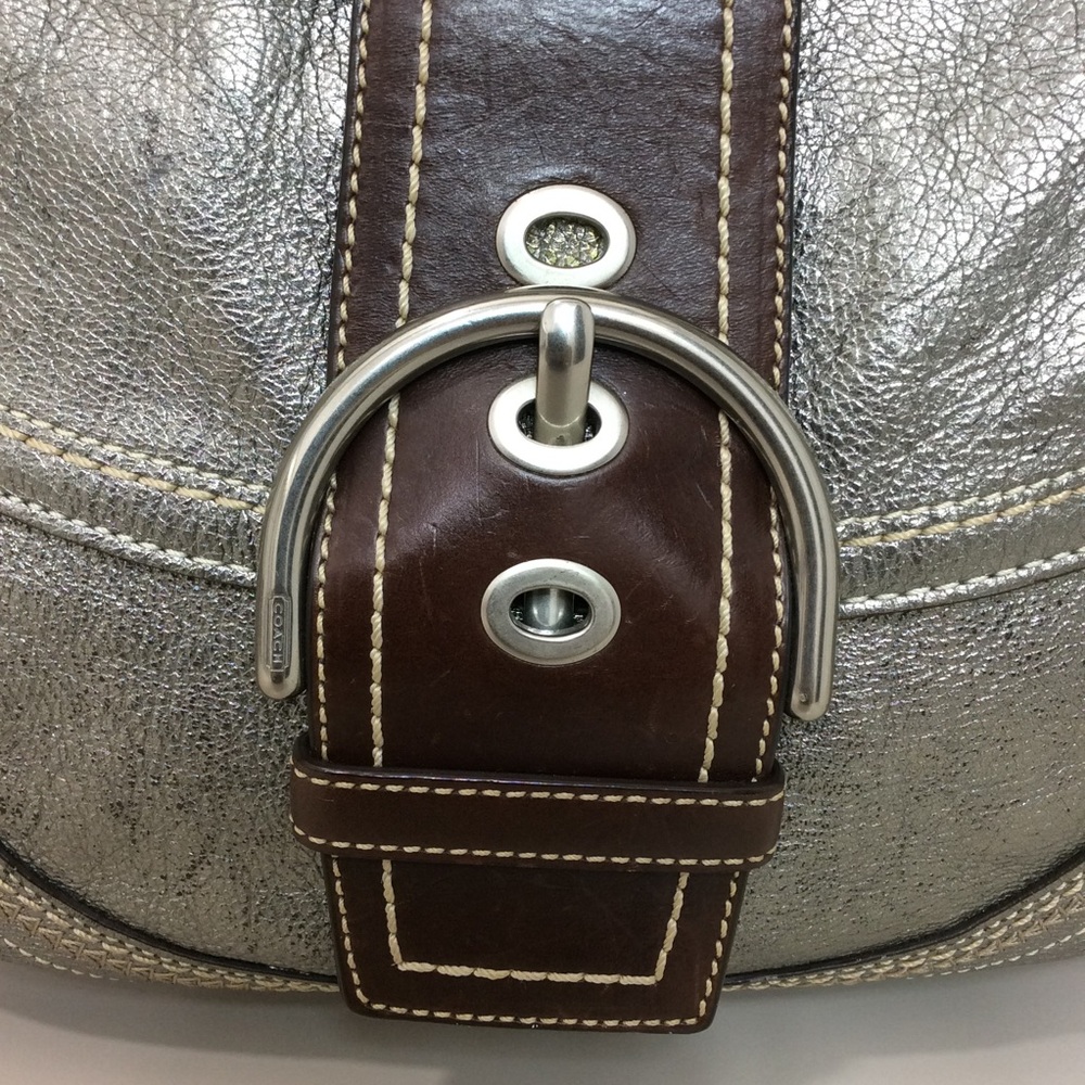 Rare Coach Soho Metallic Goat Leather Y2K Buckle Flap Shoulder Bag - Picture 6 of 17